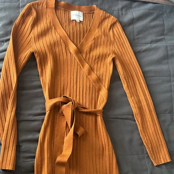 Rust Ribbed Knit Dress - Picture 1 of 2